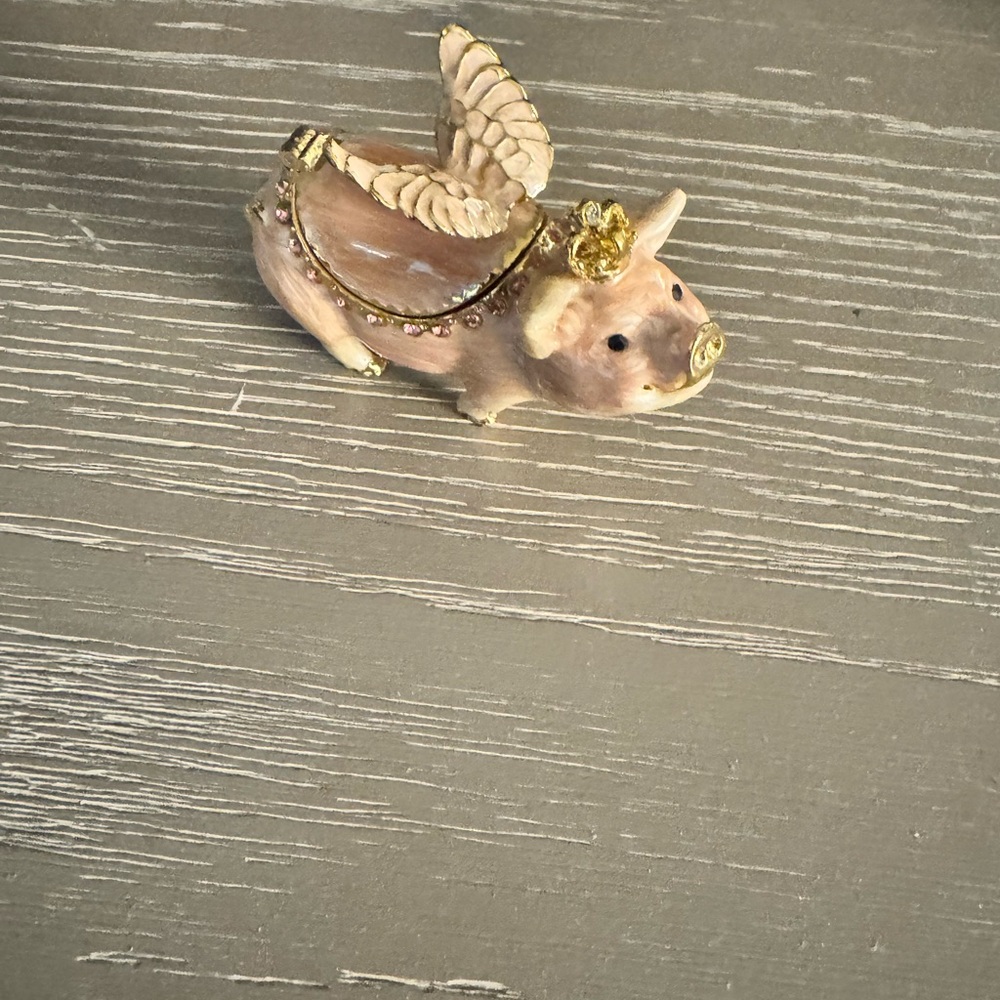 Whimsical Pink Flying Pig Figurine
